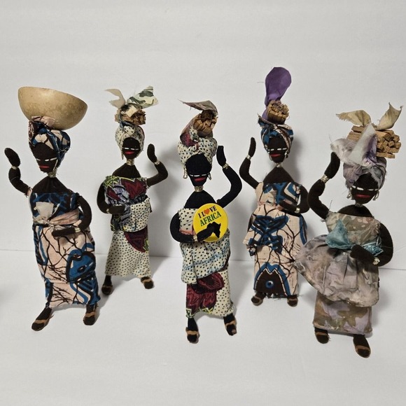 Other - Handmade Dolls RARE Set Of 5 Cloth Bodies‎ Embroidered